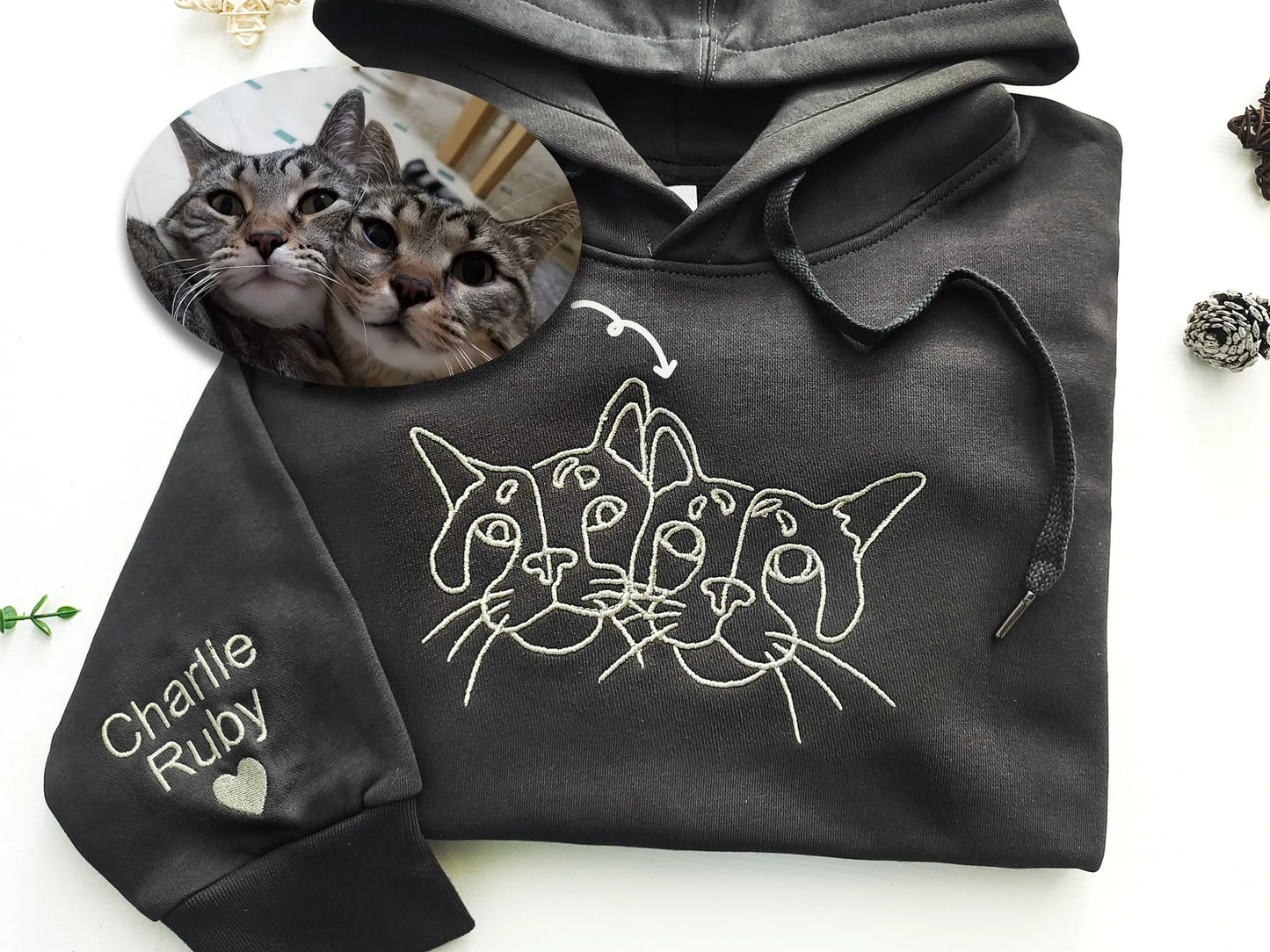 Custom embroidery Hoodie  Pets | couples | Family